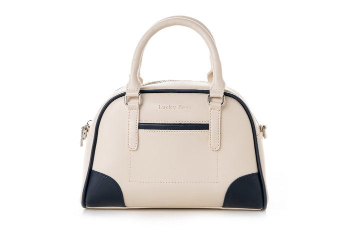Lucky Bees Bolso de Mano Crema y Azul Oscuro